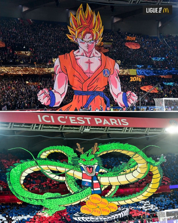  逝世一周年，法甲官推曬昔日巴黎主場(chǎng)龍珠TIFO：鳥山明經(jīng)典永存