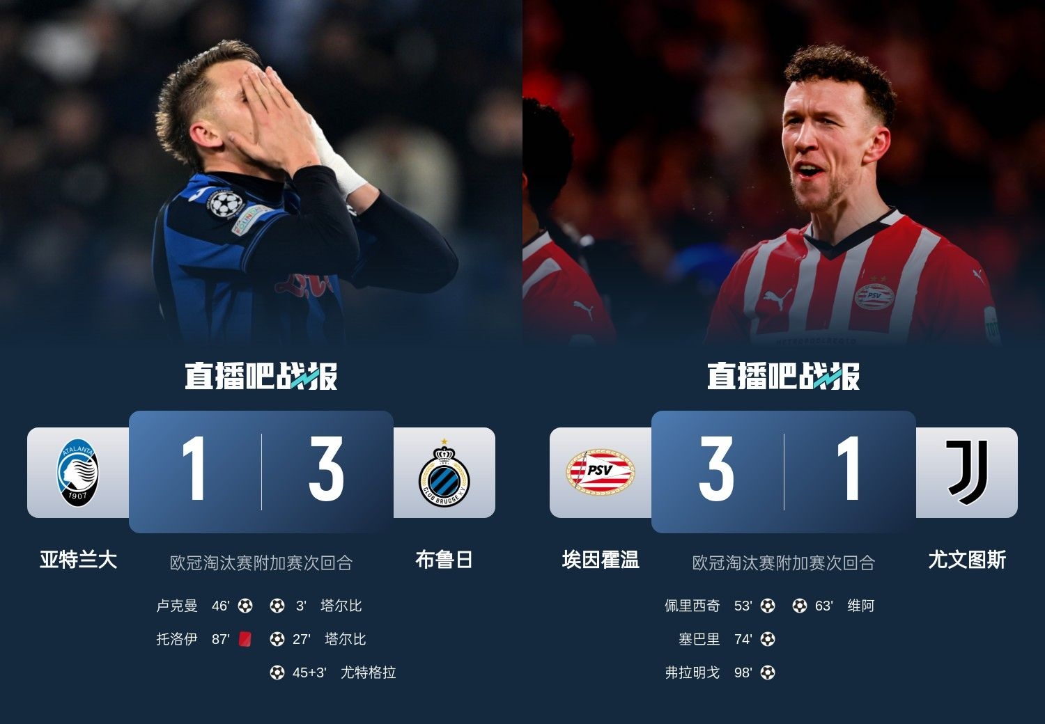  真是意甲拉垮？PSV淘汰尤文后3連敗，布魯日爆冷真藍(lán)黑后1勝難求