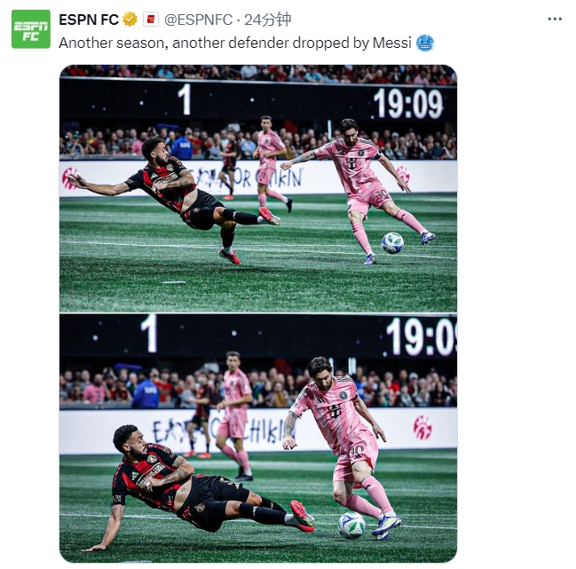  名場面記錄！ESPN曬照：又一個賽季，又一名后衛(wèi)被梅西扣倒