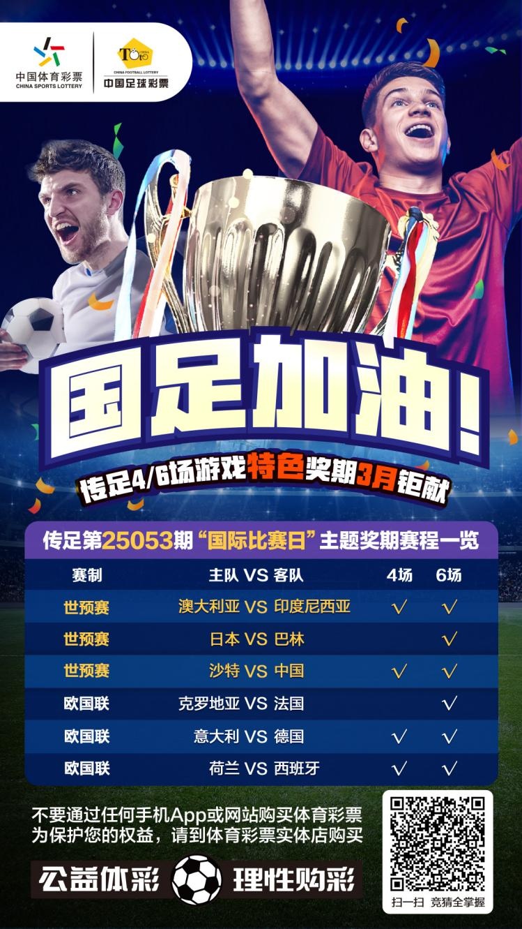  國(guó)足加油！傳足特色獎(jiǎng)期第25053期聚焦國(guó)際比賽日
