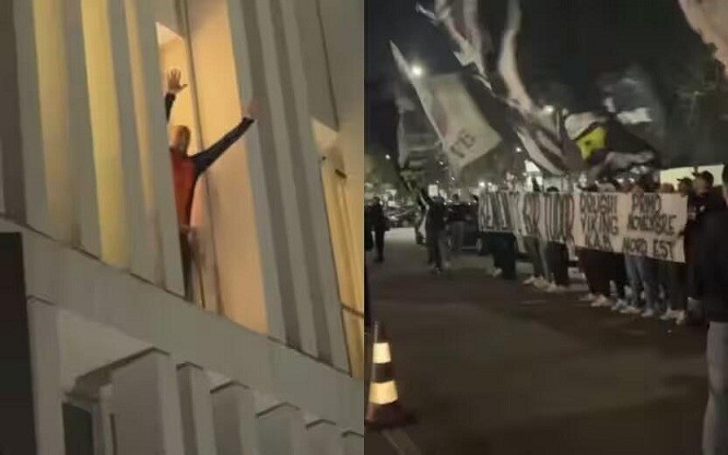  都體：尤文球迷來到酒店外支持新主帥，圖多爾向球迷們揮手致意
